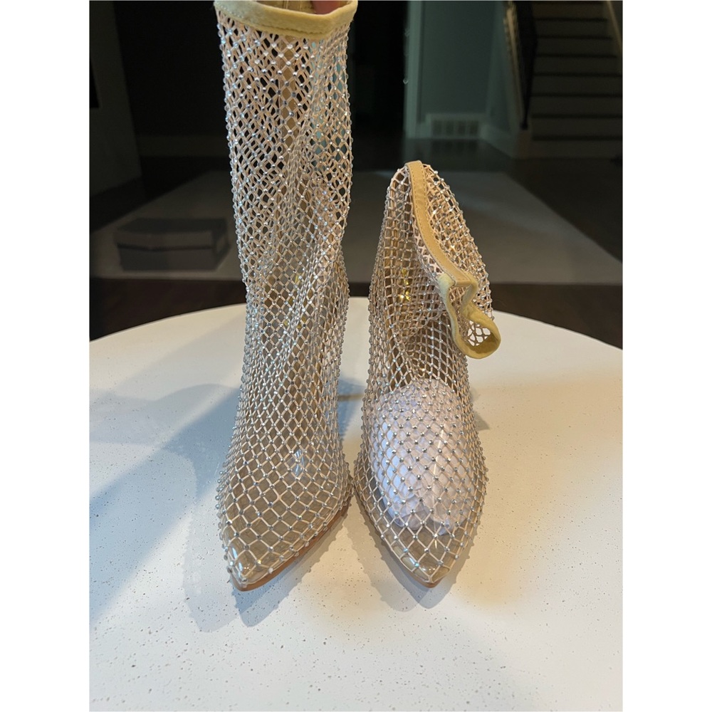 Nude Net Boots with Jewel Studs. Size 7